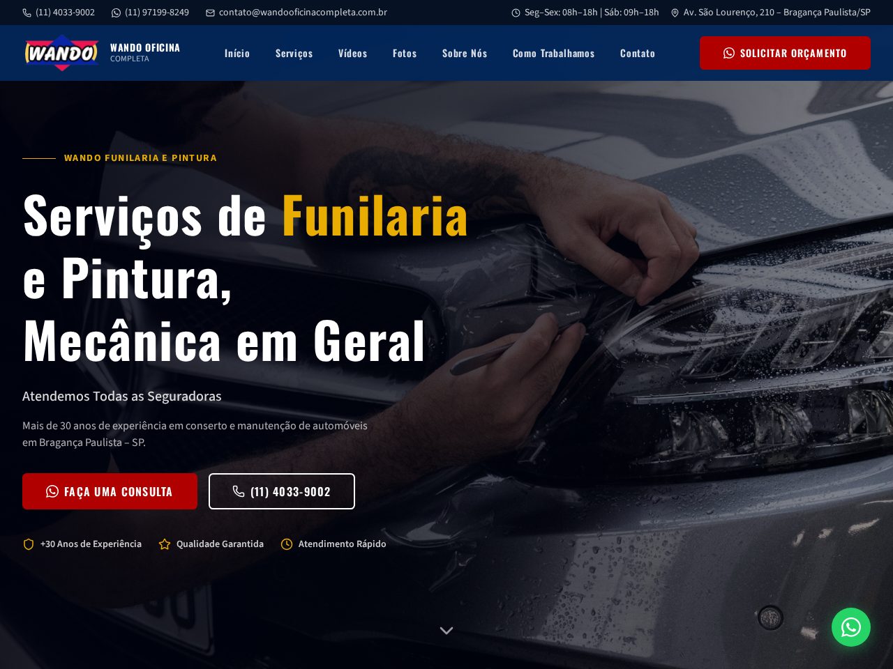 Preview do site Wando Oficina Completa